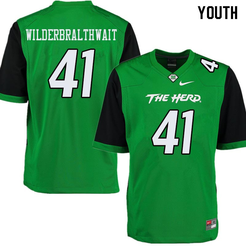 Youth #41 Trent Wilderbralthwait Marshall Thundering Herd College Football Jerseys Sale-Green - Click Image to Close